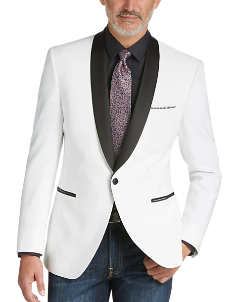 Egara Slim Fit Shawl Lapel Dinner Jacket, White 3 Egara Slim Fit Shawl Lapel Dinner Jacket, White - Image 3