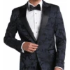 Egara Slim Fit Peak Lapel Dinner Jacket, Midnight Floral Jacquard