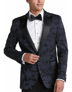Egara Slim Fit Peak Lapel Dinner Jacket, Midnight Floral Jacquard