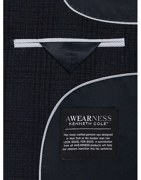 Awearness Kenneth Cole Sport Coat, Navy Plaid 3 Awearness Kenneth Cole Sport Coat, Navy Plaid - Image 3