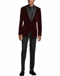 Paisley & Gray Slim Fit Dinner Jacket, Burgundy -Mens Dress Shirts Store MW40 15Z1 06 PAISLEY GRAY BURGUNDY ALT3 1
