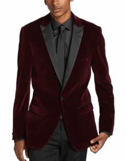 Paisley & Gray Slim Fit Dinner Jacket, Burgundy