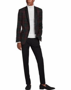 Paisley & Gray Slim Fit Dinner Jacket, Wineberry Plaid 6 Paisley & Gray Slim Fit Dinner Jacket, Wineberry Plaid -Mens Dress Shirts Store MW40 15ZC 60 PAISLEY GRAY WINTERBERRY PLAID ALT2