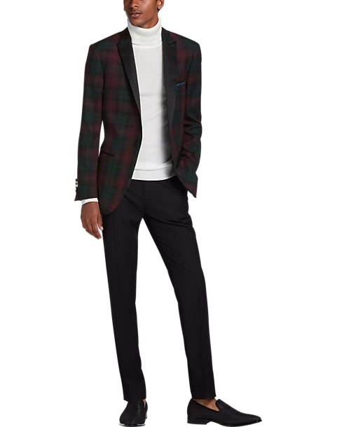 Paisley & Gray Slim Fit Dinner Jacket, Wineberry Plaid 3 Paisley & Gray Slim Fit Dinner Jacket, Wineberry Plaid - Image 3