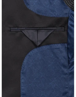 Egara Slim Fit Satin Peak Lapel Dinner Jacket, Dark Blue Patterned -Mens Dress Shirts Store MW40 15ZW 70 EGARA BLUE FANCY ALT2