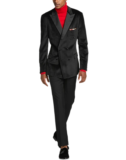 Paisley & Gray Slim Fit Double Breasted Dinner Jacket, Black 2 Paisley & Gray Slim Fit Double Breasted Dinner Jacket, Black - Image 2