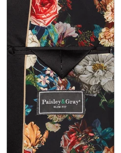 Paisley & Gray Slim Fit Double Breasted Dinner Jacket, Black 7 Paisley & Gray Slim Fit Double Breasted Dinner Jacket, Black -Mens Dress Shirts Store MW40 168L 02 PAISLEY GRAY BLACK ALT3