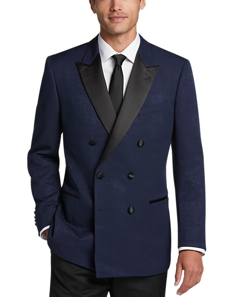 Egara Slim Fit Peak Lapel Double Breasted Dinner Jacket, Black Tic 1 Egara Slim Fit Peak Lapel Double Breasted Dinner Jacket, Black Tic