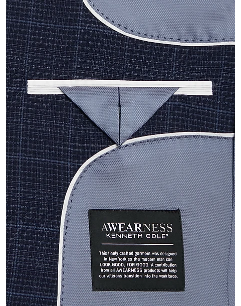 Awearness Kenneth Cole Modern Fit Sport Coat, Navy Plaid 3 Awearness Kenneth Cole Modern Fit Sport Coat, Navy Plaid - Image 3