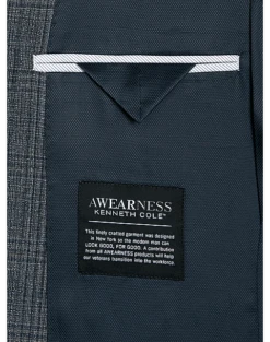 Awearness Kenneth Cole Modern Fit Sport Coat, Teal Plaid -Mens Dress Shirts Store MW40 16GP 64 AWEARNESS KENNETH COLE GRAY TEAL PLAID ALT2