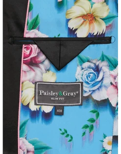 Paisley & Gray Slim Fit Dinner Jacket, Multicolor Abstract Art -Mens Dress Shirts Store MW40 16J0 50 PAISLEY GRAY BRIGHT MULTI ALT3