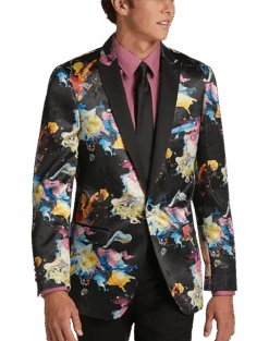 Paisley & Gray Slim Fit Dinner Jacket, Multicolor Abstract Art