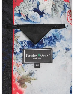 Paisley & Gray Slim Fit Dinner Jacket, Black, Navy & Burgundy Floral -Mens Dress Shirts Store MW40 16J2 07 PAISLEY GRAY BLACK NAVY BURGUNDY ALT3