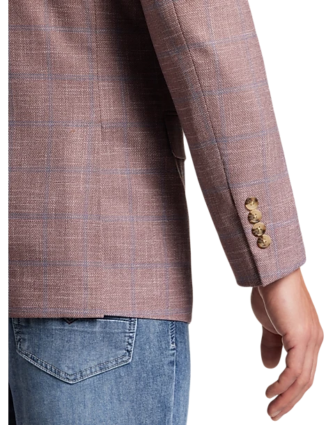 Pronto Uomo Modern Fit Notch Lapel Sport Coat, Rose Plaid 2 Pronto Uomo Modern Fit Notch Lapel Sport Coat, Rose Plaid - Image 2
