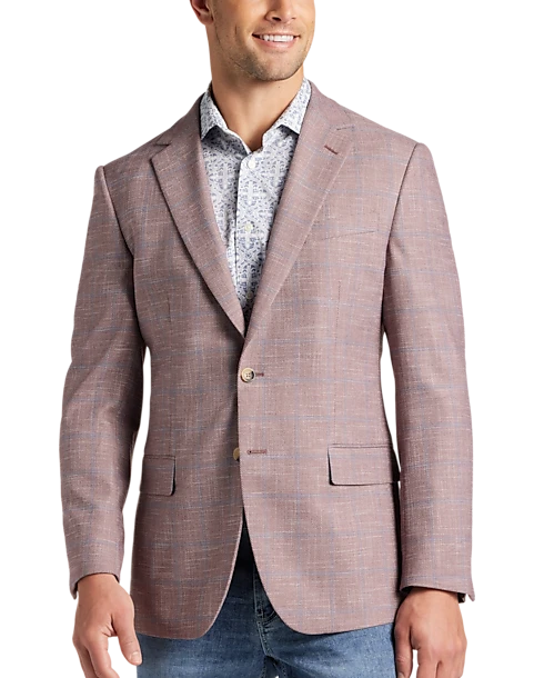 Pronto Uomo Modern Fit Notch Lapel Sport Coat, Rose Plaid 1 Pronto Uomo Modern Fit Notch Lapel Sport Coat, Rose Plaid