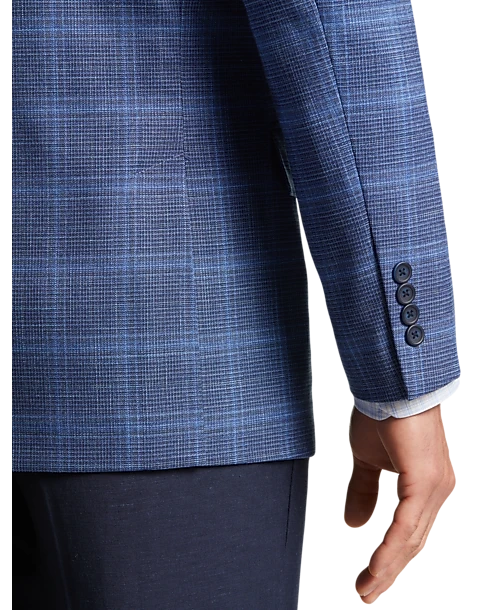 Pronto Uomo Modern Fit Notch Lapel Sport Coat, Blue Plaid 2 Pronto Uomo Modern Fit Notch Lapel Sport Coat, Blue Plaid - Image 2