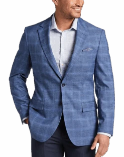 Pronto Uomo Modern Fit Notch Lapel Sport Coat, Blue Plaid