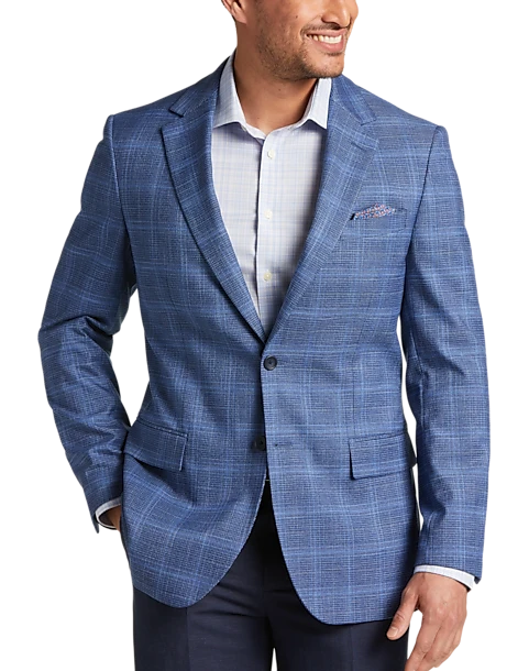 Pronto Uomo Modern Fit Notch Lapel Sport Coat, Blue Plaid 1 Pronto Uomo Modern Fit Notch Lapel Sport Coat, Blue Plaid