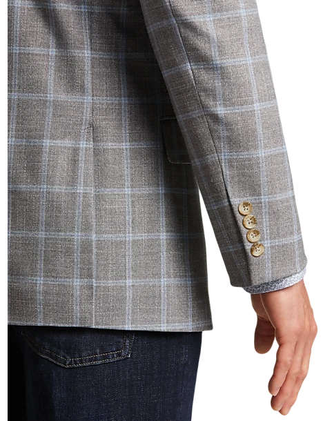 Pronto Uomo Modern Fit Notch Lapel Sport Coat, Gray Plaid 2 Pronto Uomo Modern Fit Notch Lapel Sport Coat, Gray Plaid - Image 2