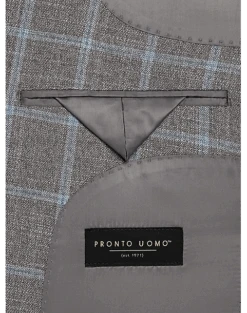 Pronto Uomo Modern Fit Notch Lapel Sport Coat, Gray Plaid 6 Pronto Uomo Modern Fit Notch Lapel Sport Coat, Gray Plaid -Mens Dress Shirts Store MW40 16JP 64 PRONTO UOMO GRAY PLAID ALT2