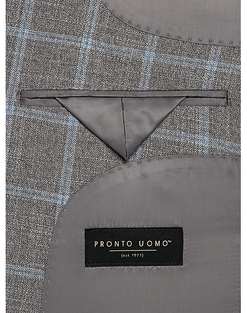 Pronto Uomo Modern Fit Notch Lapel Sport Coat, Gray Plaid 3 Pronto Uomo Modern Fit Notch Lapel Sport Coat, Gray Plaid - Image 3