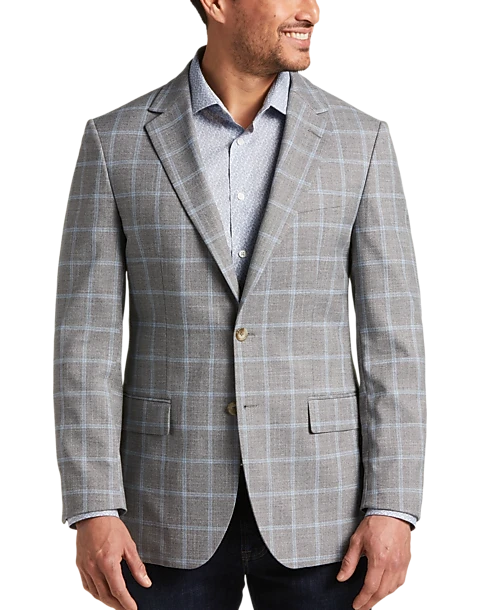 Pronto Uomo Modern Fit Notch Lapel Sport Coat, Gray Plaid 1 Pronto Uomo Modern Fit Notch Lapel Sport Coat, Gray Plaid