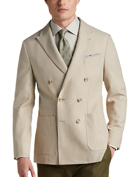 JOE Joseph Abboud Slim Fit Double Breasted Peak Lapel Sport Coat, White Tic 1 JOE Joseph Abboud Slim Fit Double Breasted Peak Lapel Sport Coat, White Tic