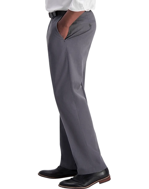 Haggar Iron-Free Premium Khaki® Classic Fit Flat-Front Pants, Charcoal 3 Haggar Iron-Free Premium Khaki® Classic Fit Flat-Front Pants, Charcoal - Image 3