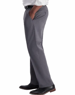 Haggar Iron-Free Premium Khaki® Classic Fit Flat-Front Pants, Khaki -Mens Dress Shirts Store MW40 230V 17 HAGGAR CHAR HEATHER ALT2 2