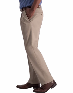Haggar Iron-Free Premium Khaki® Classic Fit Pleated-Front Pants, Medium Khaki -Mens Dress Shirts Store MW40 234U 20 HAGGAR MED KHAKI ALT2