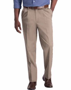 Haggar Iron-Free Premium Khaki® Classic Fit Pleated-Front Pants, Medium Khaki
