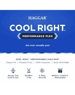 Haggar Cool Right® Performance Flex Classic Fit Pleated-Front Pants, Midnight -Mens Dress Shirts Store MW40 235K 02 HAGGAR BLACK SOLID ALT3 2