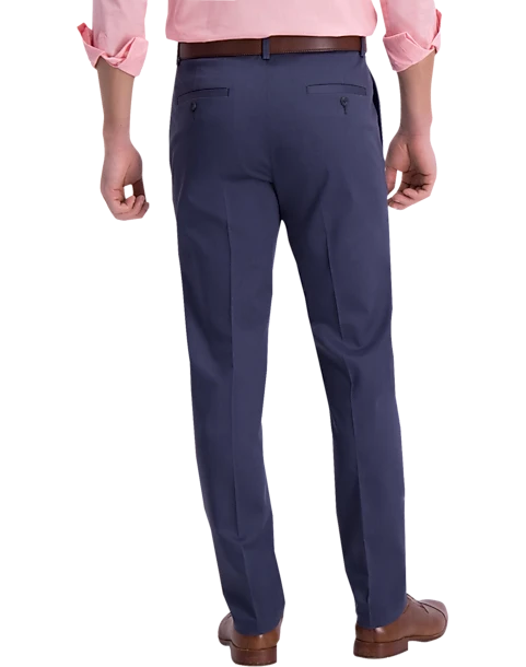 Haggar Iron-Free Premium Khaki™ Slim/Straight Fit Flat-Front Pants, Indigo 2 Haggar Iron-Free Premium Khaki™ Slim/Straight Fit Flat-Front Pants, Indigo - Image 2