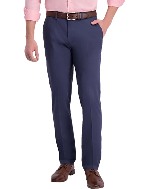 Haggar Iron-Free Premium Khaki™ Slim/Straight Fit Flat-Front Pants, Heather Gray 1 Haggar Iron-Free Premium Khaki™ Slim/Straight Fit Flat-Front Pants, Heather Gray