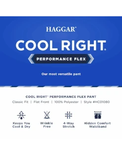Haggar Cool Right® Performance Flex Classic Fit Flat-Front Pants, Midnight -Mens Dress Shirts Store MW40 235U 02 HAGGAR BLACK SOLID ALT3 3