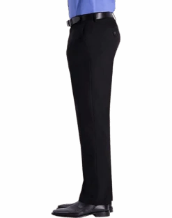 J.M. Haggar™ 4-Way Stretch Classic Fit Flat-Front Pants, Charcoal Heather -Mens Dress Shirts Store MW40 235W 02 HAGGAR BLACK SOLID ALT2 3