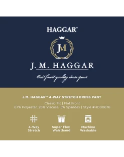 J.M. Haggar™ 4-Way Stretch Classic Fit Flat-Front Pants, Charcoal Heather -Mens Dress Shirts Store MW40 235W 02 HAGGAR BLACK SOLID ALT3 3