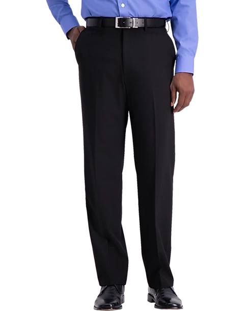 J.M. Haggar™ 4-Way Stretch Classic Fit Flat-Front Pants, Light Gray 1 J.M. Haggar™ 4-Way Stretch Classic Fit Flat-Front Pants, Light Gray