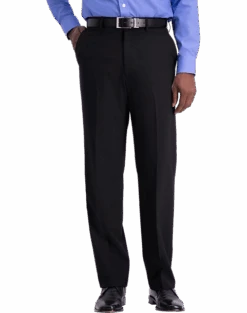J.M. Haggar™ 4-Way Stretch Classic Fit Flat-Front Pants, Black