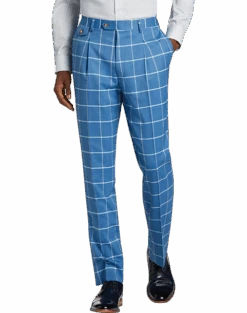 Tayion Classic Fit Suit Separates Pants, Blue & Cream Windowpane
