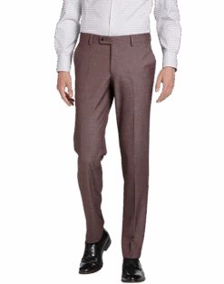 Egara Suit Separates Skinny Fit Dress Pants, Light Burgundy Twill