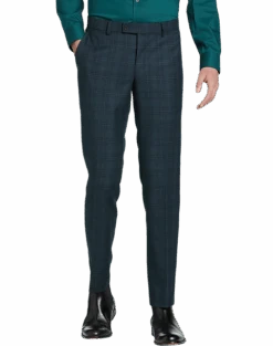 Egara Skinny Fit Suit Separates Pant, Teal Plaid