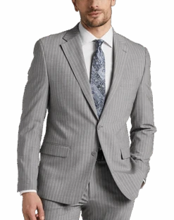 Michael Strahan Classic Fit Suit Gray Stripe