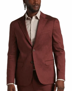 Calvin Klein Slim Fit Linen-Blend Suit Separates Coat, Tan