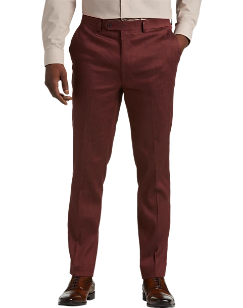 Calvin Klein X-Fit Slim Fit Linen Blend Suit Separates Pants, Brick 1 Calvin Klein X-Fit Slim Fit Linen Blend Suit Separates Pants, Brick