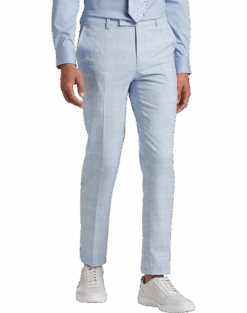 Egara Skinny Fit Suit Separates Pants, Sky Blue Plaid