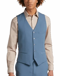 Paisley & Gray Slim Fit Suit Separates Vest Slate Blue