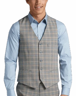 Paisley & Gray Slim Fit Suit Separates Vest, Slate Blue Check