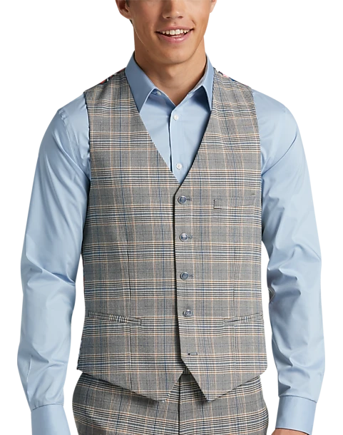 Paisley & Gray Slim Fit Suit Separates Vest, Slate Blue Check 1 Paisley & Gray Slim Fit Suit Separates Vest, Slate Blue Check