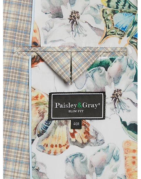 Paisley & Gray Slim Fit Suit Separates Coat, Baby Blue & Tan Plaid 4 Paisley & Gray Slim Fit Suit Separates Coat, Baby Blue & Tan Plaid - Image 4